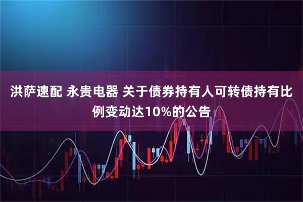 洪萨速配 永贵电器 关于债券持有人可转债持有比例变动达10%的公告